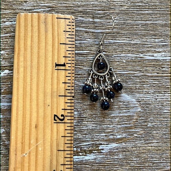 22059 Blue Sandstone Chandelier Earrings - Picture 4 of 6